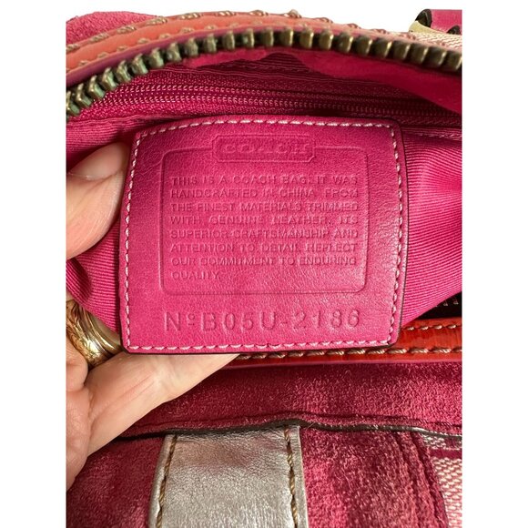 Vintage Coach Signature Pink Metallic Silver Splash Boston Satchel Bag Y2K 2186 - Picture 6 of 16